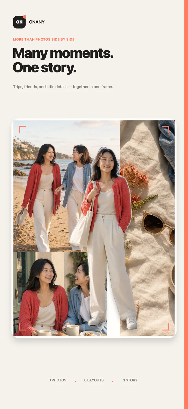 ONANY arranging travel and portrait photos into one visual story